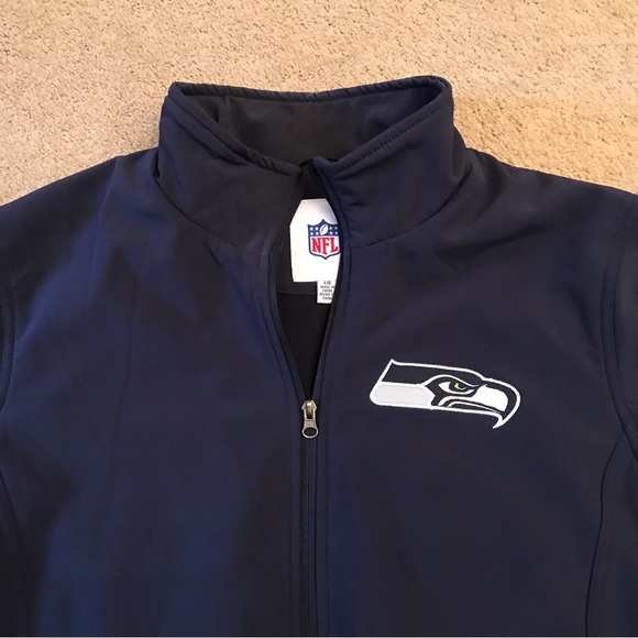 NFL Seattle Seahawks Stadium Jacket Adult Size Large Soft Shell Fleece Dark Blue - Picture 4 of 13